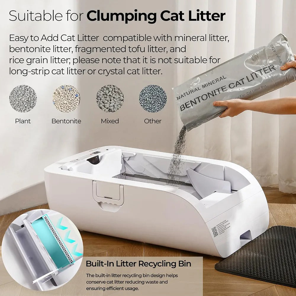 Smart Self-Cleaning Cat Litter Box with APP Control, Health Tracking & Odor-Free Design