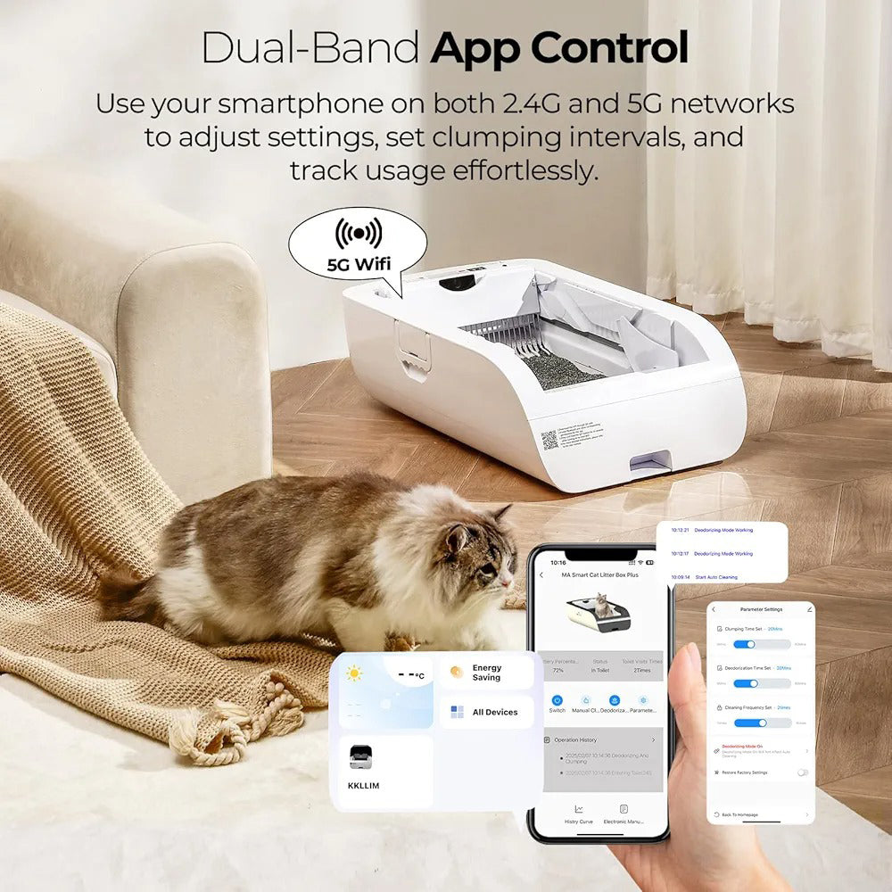 Smart Self-Cleaning Cat Litter Box with APP Control, Health Tracking & Odor-Free Design