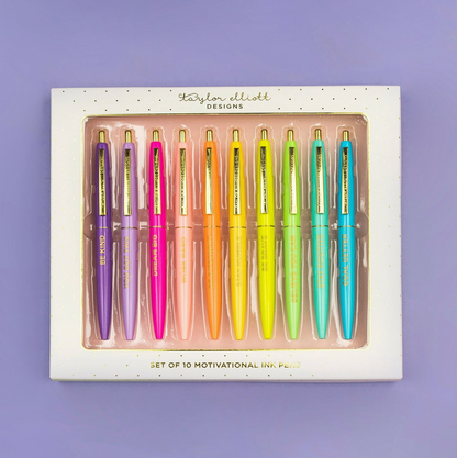 Pen Set - Motivational - Asst Colors - 10 Piece Set