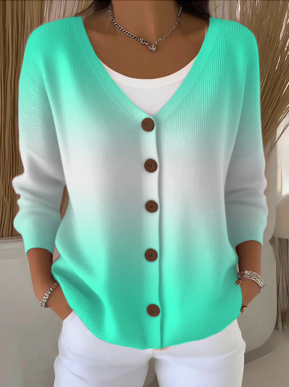 Women Cotton Ombre Long Sleeve Comfy Casual Cardigan