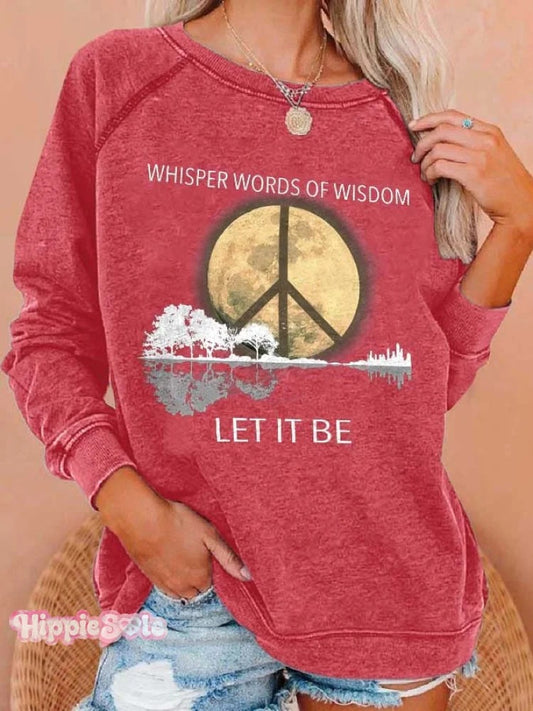 Hippie Guitar Lake Whisper Words Of Wisdom Let It Be Print Sweatshirt