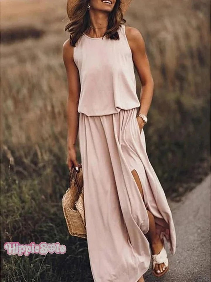 Women's Solid Color Loose Elegant Casual Dress