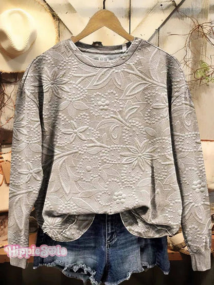 Women's Floral Texture Art Pattern Print Casual Sweatshirt