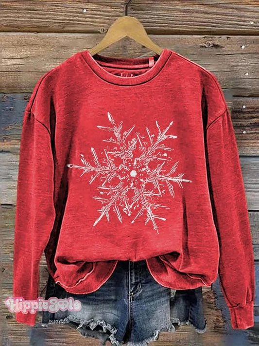Snowflake Winter Christmas Print Casual Sweatshirt