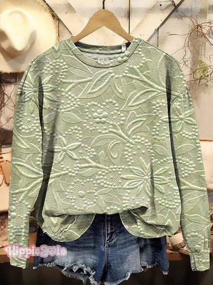 Women's Floral Texture Art Pattern Print Casual Sweatshirt