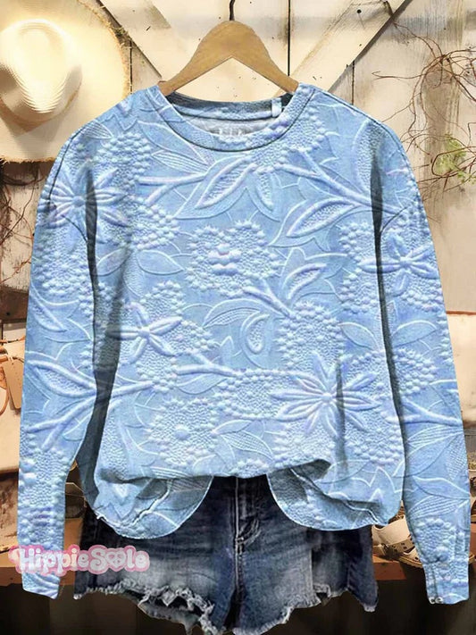 Women's Floral Texture Art Pattern Print Casual Sweatshirt