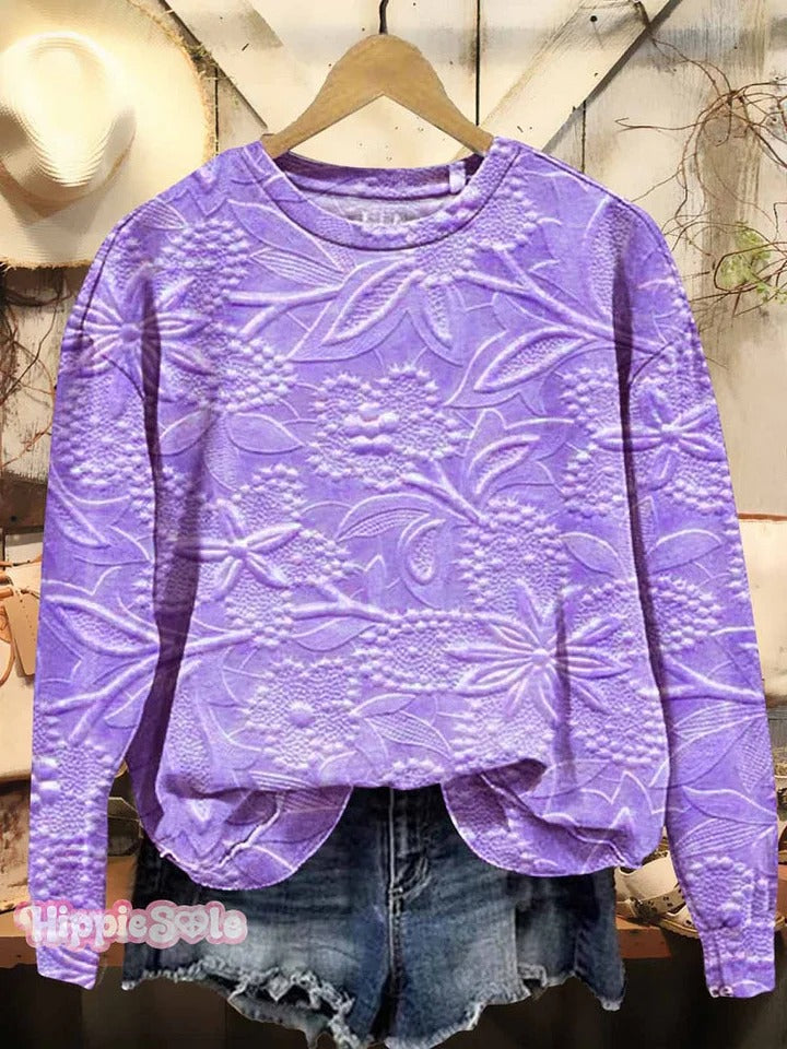 Women's Floral Texture Art Pattern Print Casual Sweatshirt