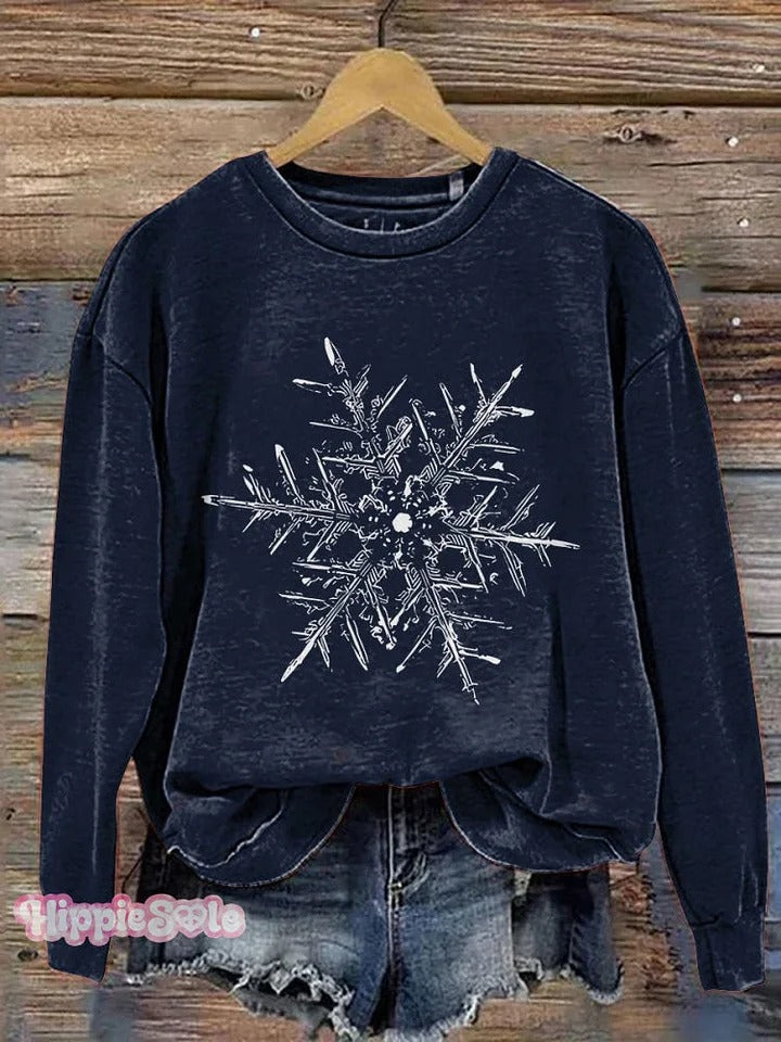 Snowflake Winter Christmas Print Casual Sweatshirt