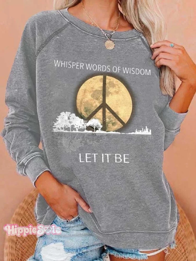Hippie Guitar Lake Whisper Words Of Wisdom Let It Be Print Sweatshirt