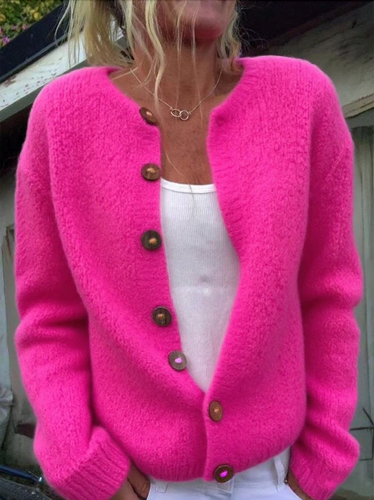 Women Wool/Knitting Plain Long Sleeve Comfy Casual Cardigan