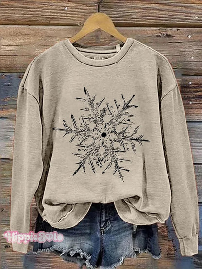 Snowflake Winter Christmas Print Casual Sweatshirt