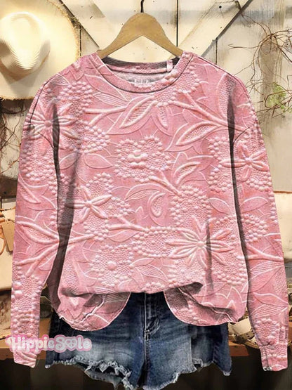 Women's Floral Texture Art Pattern Print Casual Sweatshirt